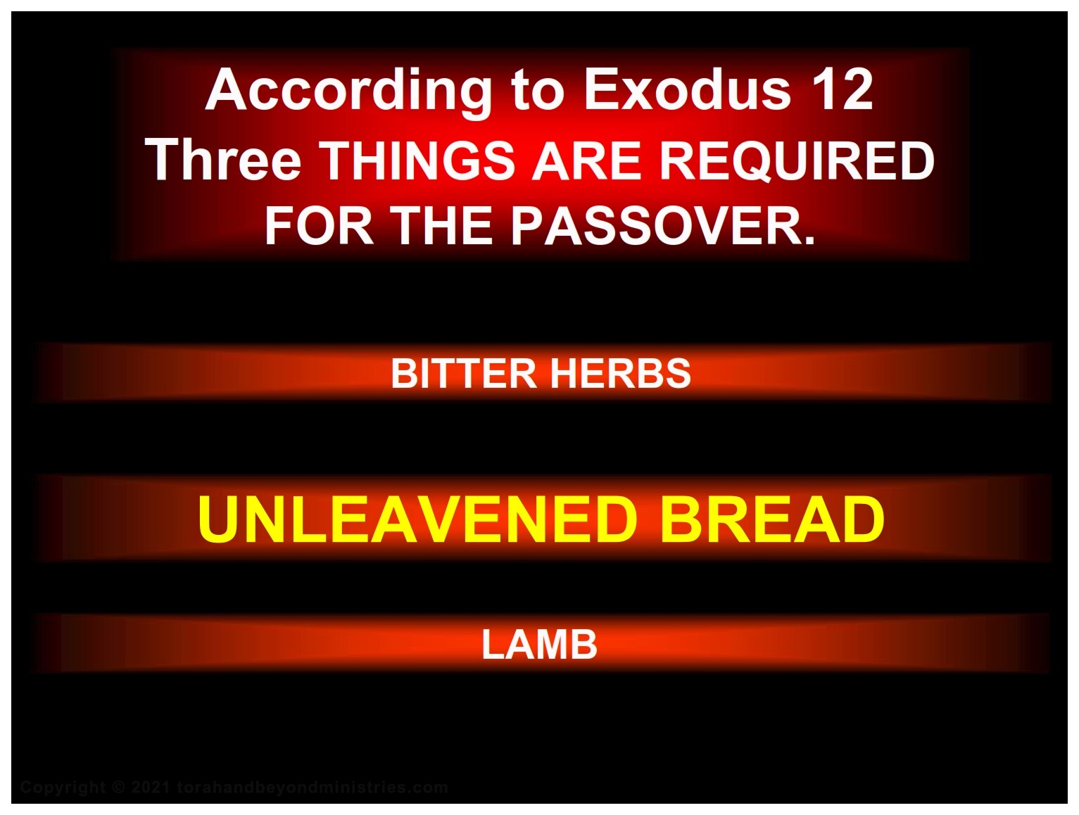 Exodus 12 requires unleavened bread (Matzo) for Passover