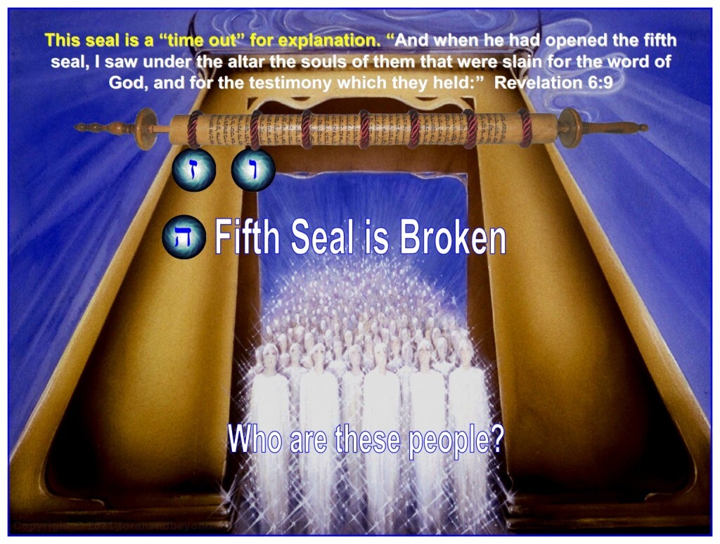 The fifth Seal is broken and The Lord shows the multitudes who will be saved but killed in the time of the Tribulation.
