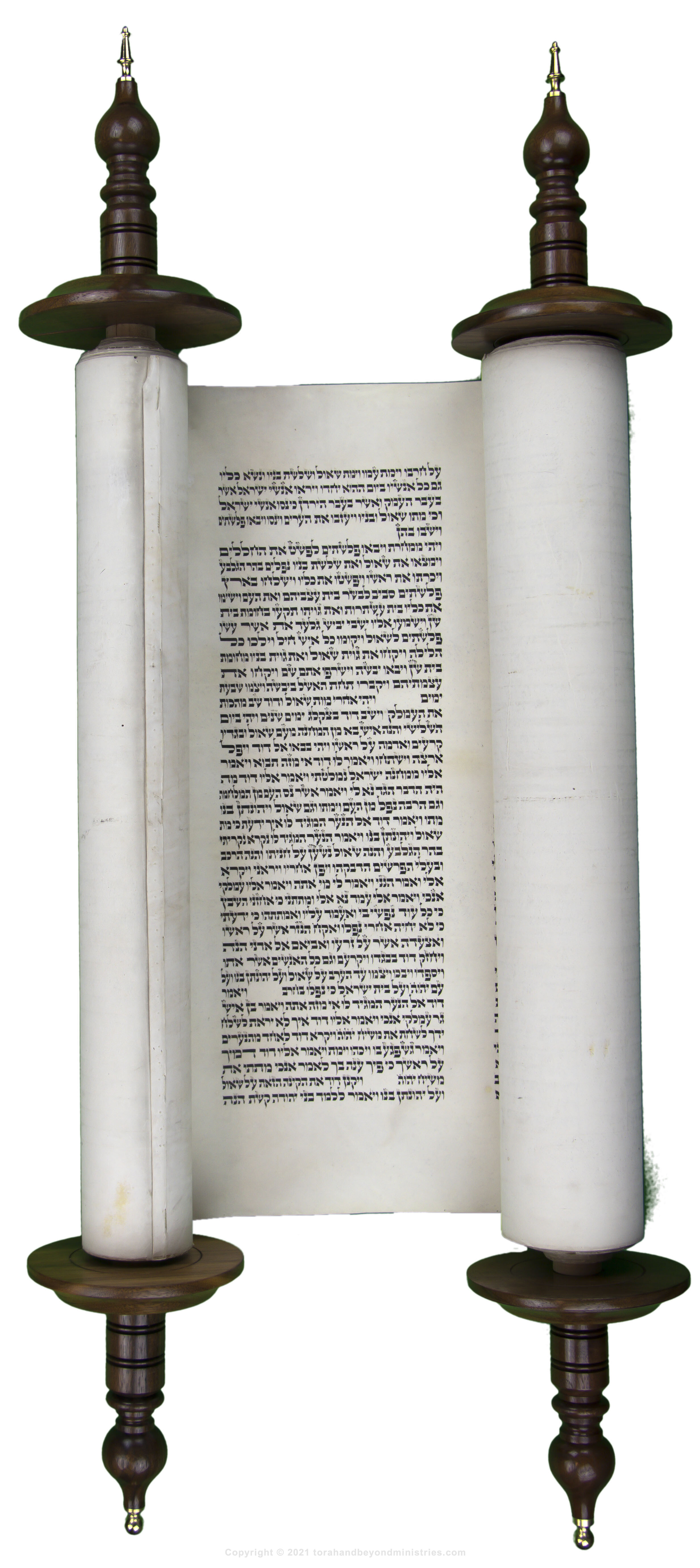 Hebrew Scroll of Samuel with new etz chaim, scroll rollers
