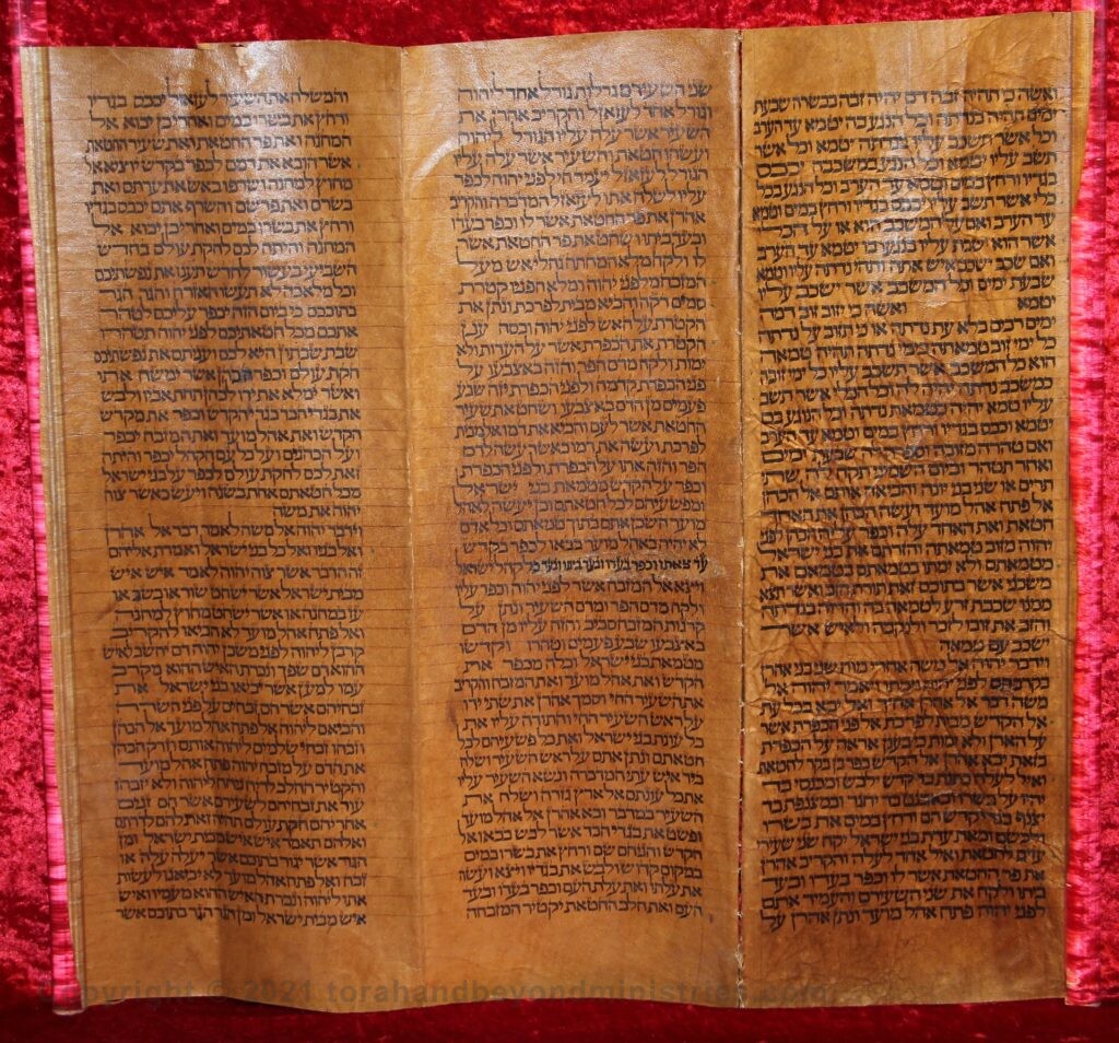 Museum Quality Frames Deerskin Torah Scroll photograph of Day of Atonement text
