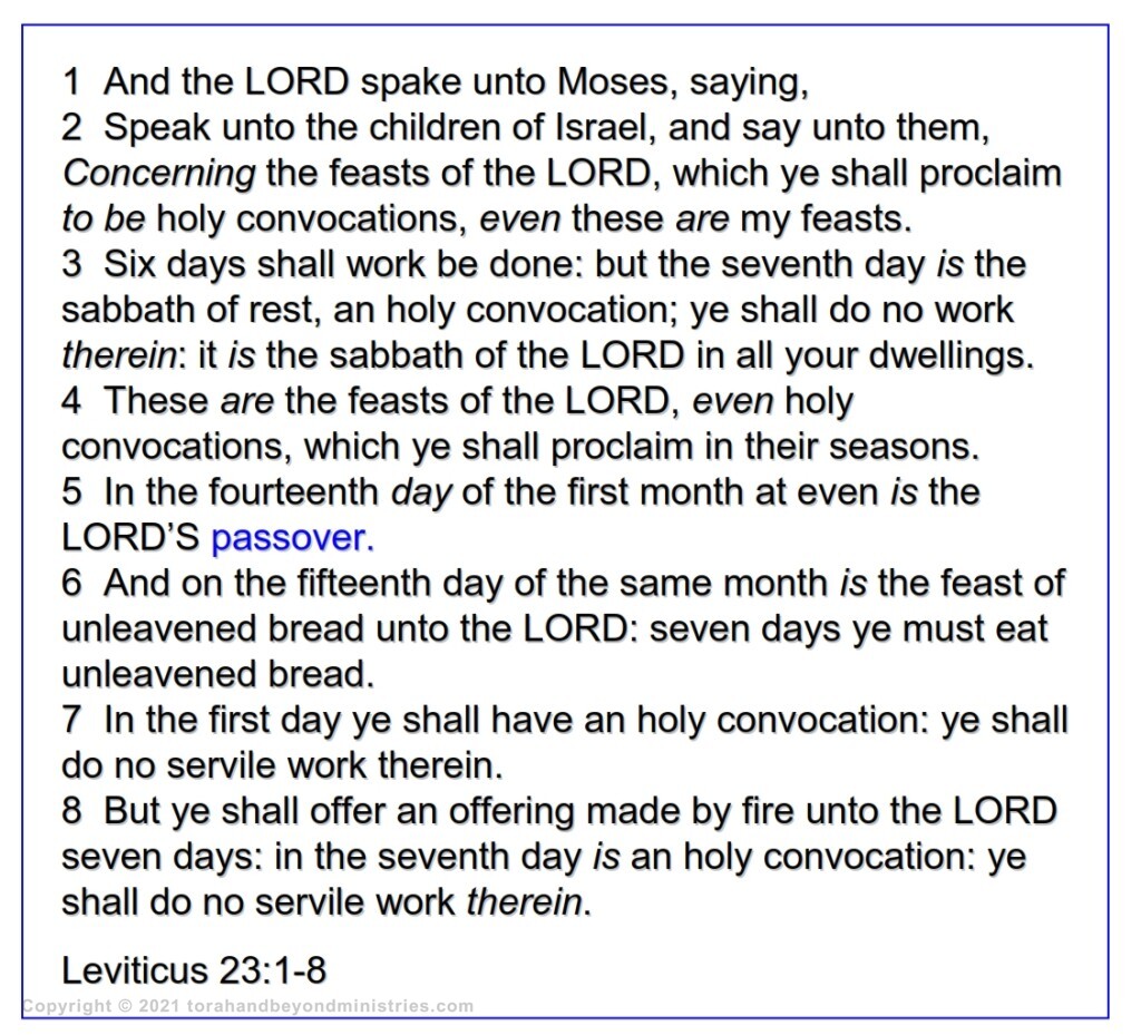 Passover “What is the Passover?” The Passover as commanded in Leviticus chapter 23.