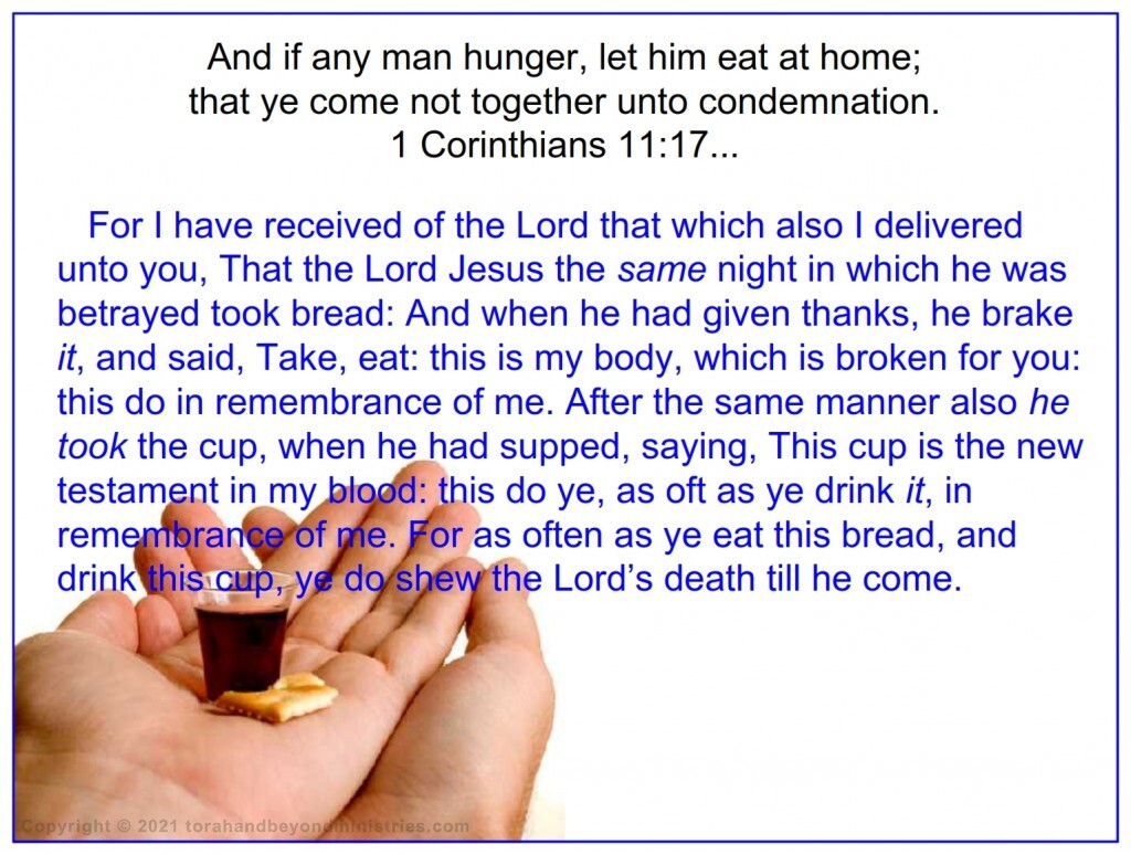 Passover “What is the Passover?” The ordinance of communion was changed from a full meal in 1 Corinthians 11.