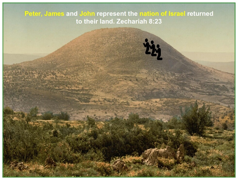 Tabrnacles Lesson 2 Peter, James and John represent the nation of Israel returned to their land. Zechariah 8:23