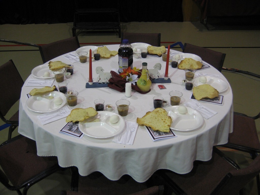 The Lamb Table setting for Passover Seder Bible study seating eight