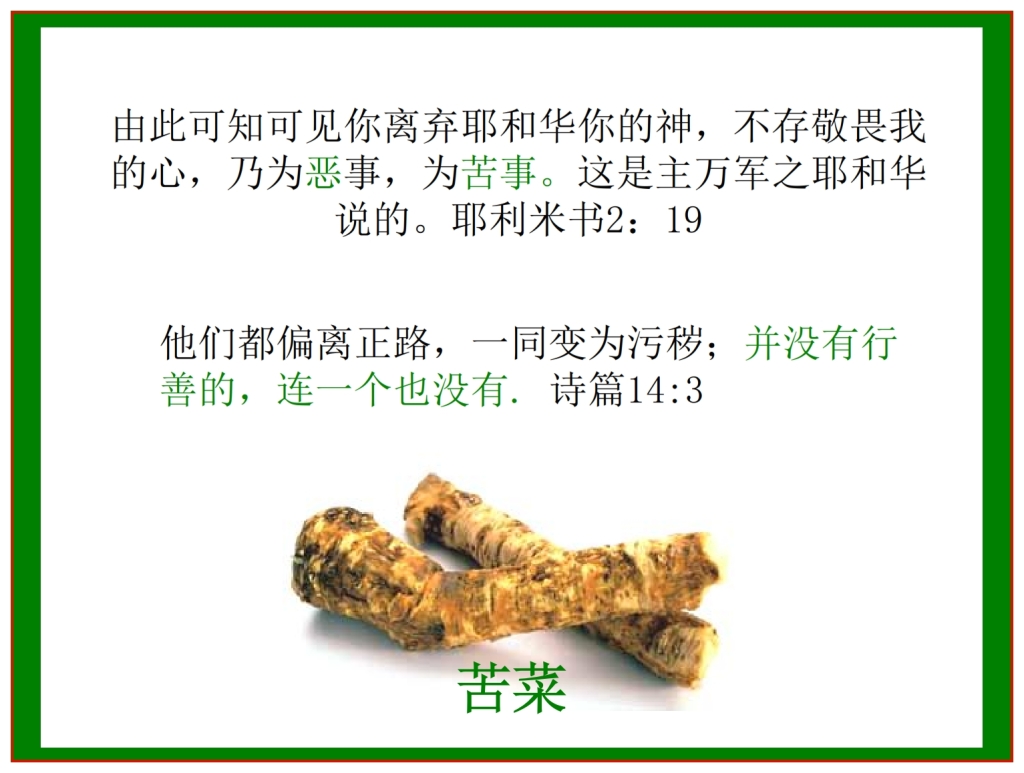 Chinese Language Bible Lesson The bitter herbs of Passover 