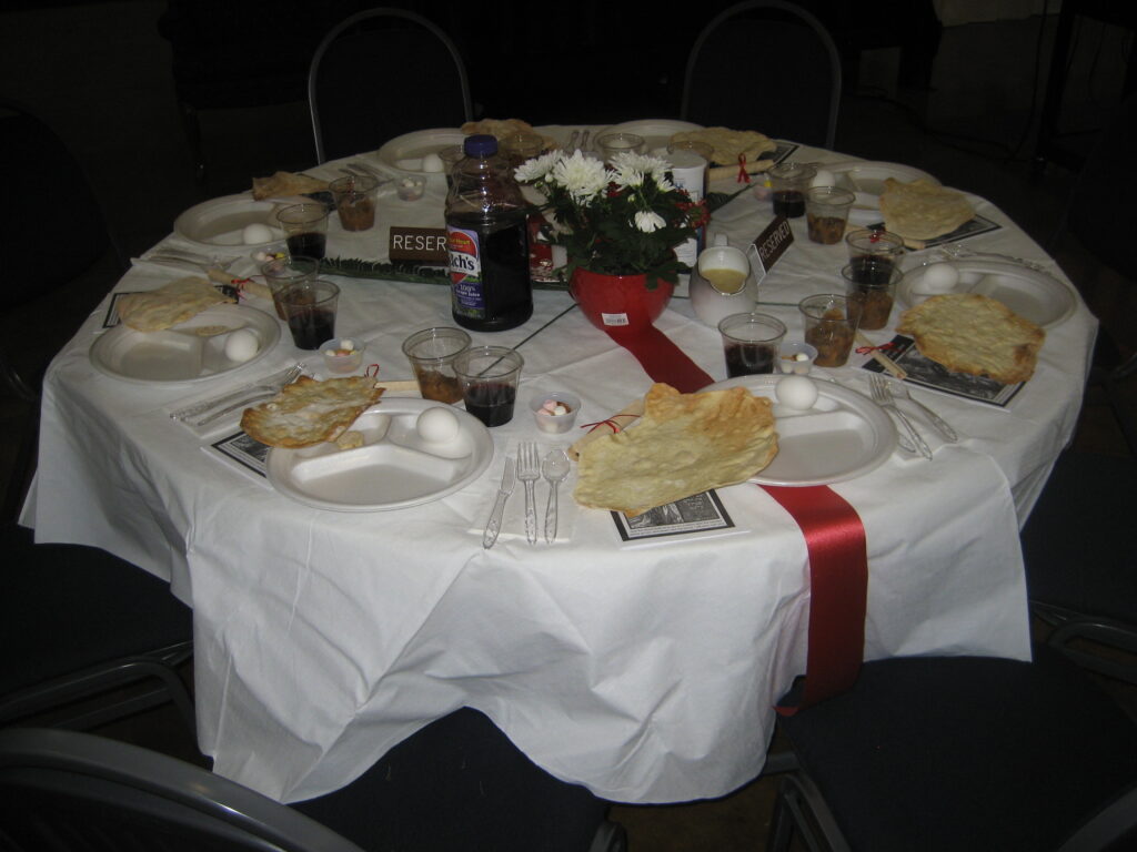 Leaven Seder table set for Passover Bible study.