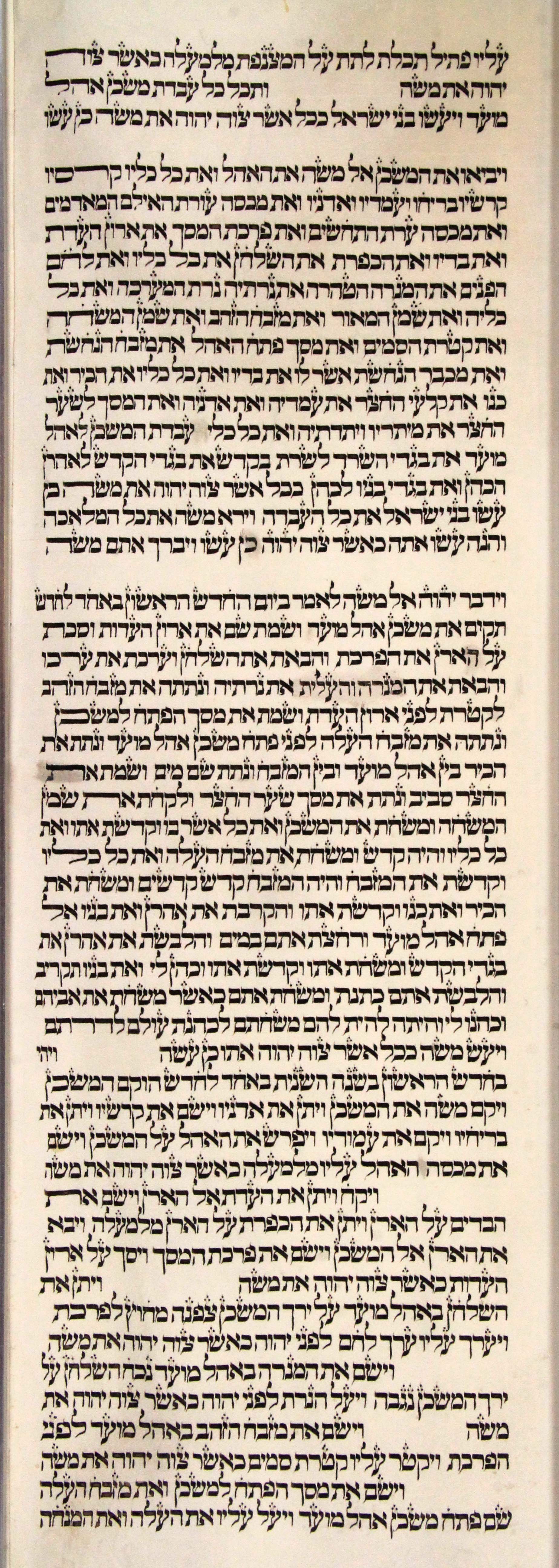 Torah Sheet 23 Column 3 Exodus 39:31b through 40:29c s23c3-Exodus_39-31b_to_40-29c