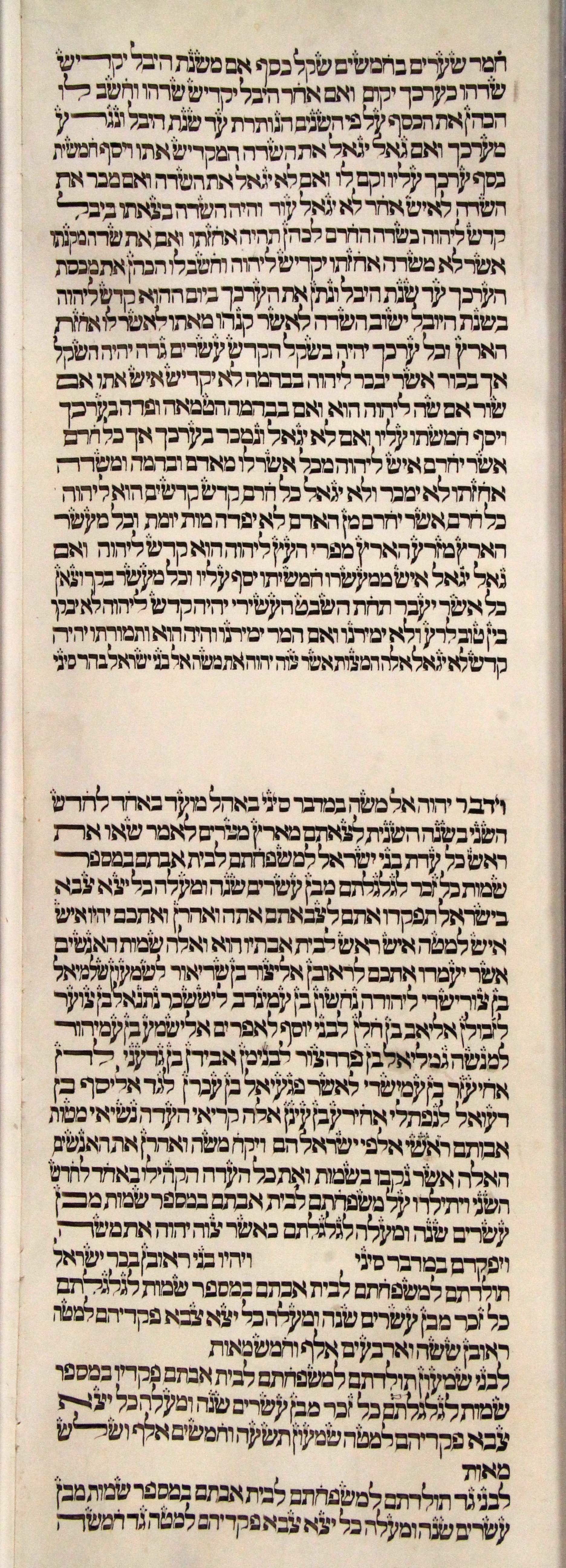 Torah Sheet 31 Column 3 Leviticus 27:16c through Numbers_1:25a s31c3-Leviticus_27-16c_to_Numbers_1-25a