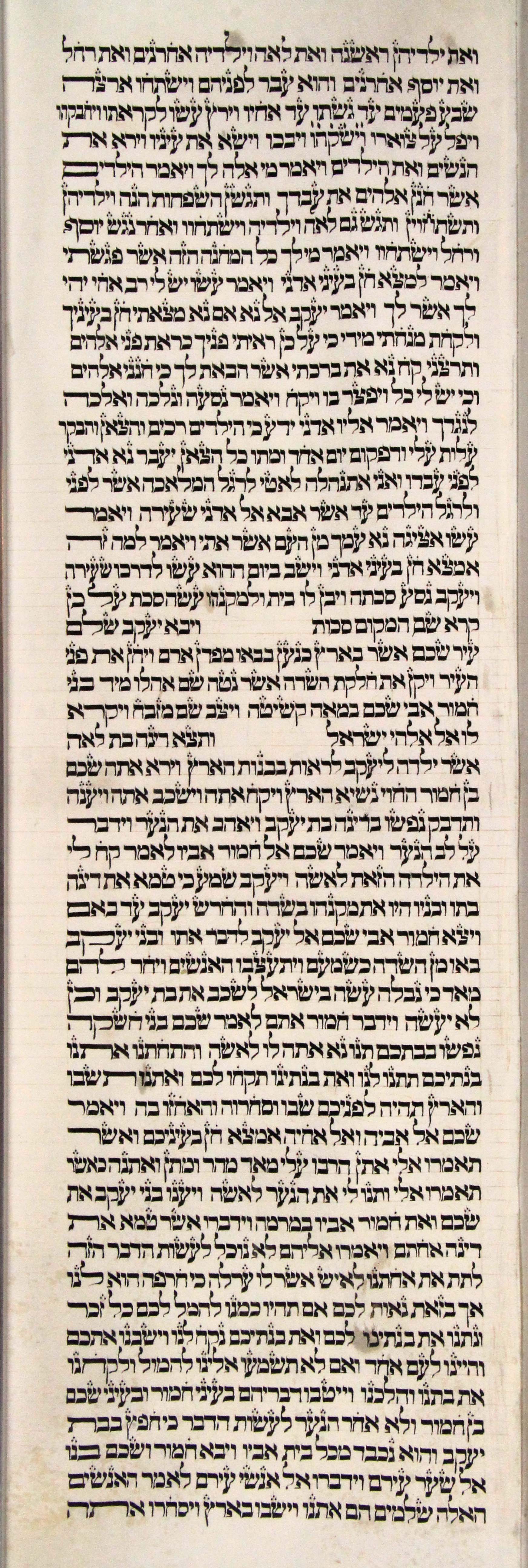 Torah Sheet 9 Column 1 Genesis 33:2b through 34:2la s9c1-Genesis_33-2b_to_34-21a